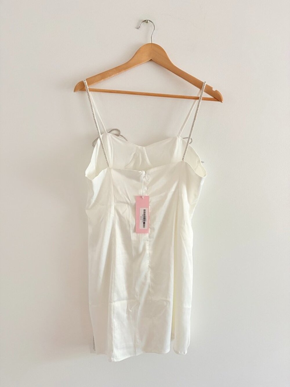 Collective The Label Satin Rhinestone Bow Mini Dress NWT White Size Large - Picture 5 of 7